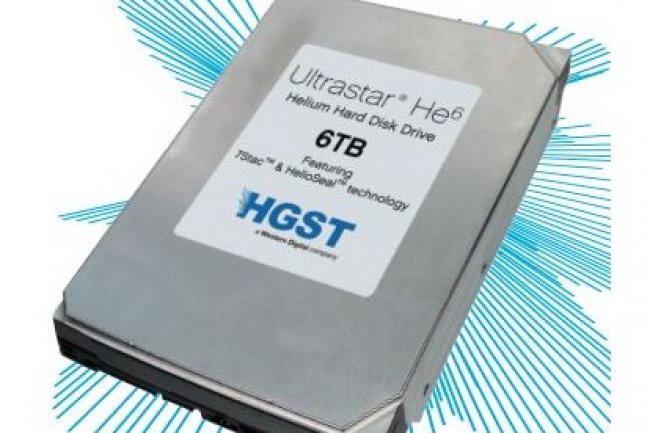 Grâce à l'helium, HGST a pu réduire les frottement et glissé 7 plateaux dans un disque dur au format 3,5 pouces. Crédit D.R.