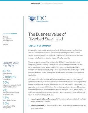 IDC : Une estimation de la valeur commerciale de Riverbed SteelHead. Le rapport complet.