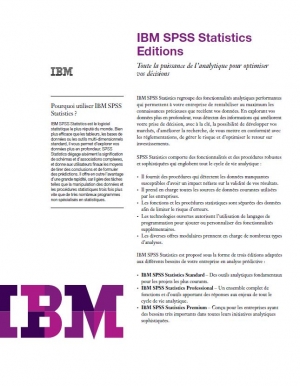IBM  SPSS Statistics : Toute la puissance de l'analytique pour optimiser vos d�cisions