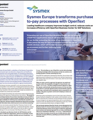 Sysmex Europe transforme ses processus purchase-to-pay avec OpenText