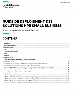 Comment d�ployer les solutions HPE SMALL BUSINESS ?