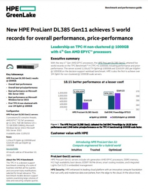 Serveur : le nouveau HPE ProLiant DL385 Gen11 obtient 5 records pour sa performance globale et son rapport qualit-prix