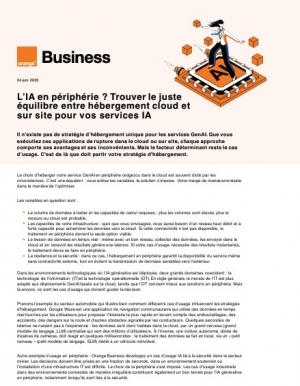 L'IA en p�riph�rie ou dans le cloud ?