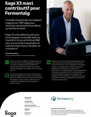 Sage X3, moteur de la transformation industrielle de Fermentalg