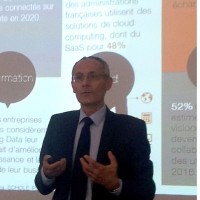 L'annonce de la cration d'Orange Applications for Business a t annonce par Thierry Bonhomme, directeur excutif d'OBS jeudi matin au Living Lab d'Orange  Paris. (crdit : LMI)