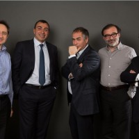 De gauche à droite : Jean-Luc Biache, Mehdi Houas, Eric Benamou, Dominique Masutti et Philippe Cassoulat, dirigeants de Talan.(Cliquez sur l'image pour l'agrandir) Crédit : D.R.