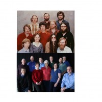 En 2008, Microsoft avait ralis une photo de groupe sur le modle de celle prise en 1978, runissant les collaborateurs des premires annes. En bas  gauche, Bill Gates. (crdit : Microsoft)
