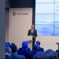 Satya Nadella, CEO de Microsoft, annonce la disponibilit des services Azure, Office 365 et Dynamics CRM Online depuis des datacenters allemands. (Source: Alex Schelbert)