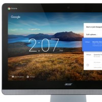 Le Chromebase d'Acer permet à des groupes de deux personnes de mener des vidéoconférences avec d'autres collaborateurs situés hors de l'entreprise. Crédit: D.R. 