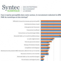 Les PME et start-ups adhrentes de Syntec Numrique citent manque de profils qualfiis comme principal frein  leur dveloppement. (Source Syntec Numrique).