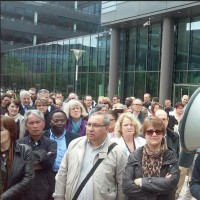 400 salaris du sige social d'IBM France  Bois-Colombes personnes ont rpondu  l'appel lanc par l'intersyndicale pour protester contre le PSE en cours. Crdit: D.R. 