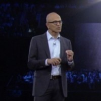 Satya Nadella, CEO de Microsoft, sur la scne de la WPC 2016. (crdit : D.R.)