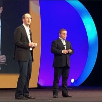Sur Citrix Summit 2017, le 9 janvier, Scott Guthrie, vice-prsident excutif de Microsoft, et Kirill Tatarinvo, CEO de Citrix, prsentent les nouvelles intgrations entre leurs offres. (crdit : D.R.)