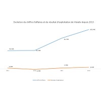 Evolution du chiffre d'affaires et du résultat d'exploitation de Visiativ depuis 2013.