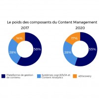 Le poids des diffrents segments du march de l'ECM en France en 2017 et 2020. Source : IDC
