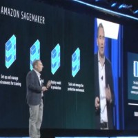 Dans son service SageMaker, AWS va proposer un choix d'algorithmes d'apprentissage machine dj raliss, a expliqu son CEO Andy Jassy sur Re:invent  Las Vegas. (crdit : D.R.) 