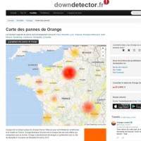 Le site downdetector.fr a recensé un pic de 864 rapports d'incidents affectant les communications passées avec l'opérateur Orange lundi matin. (crédit : D.R.)