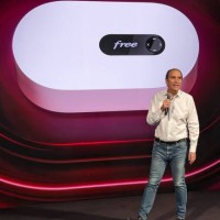Xavier Niel, fondateur et président de Free, lors du lancement de la dernière box Internet Ultra au siège parisien de l'opérateur ce 30 janvier 2024. (crédit : D.F.)
