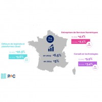 Seules les prvisions concernant les diteurs et les plateformes cloud restent quasiment stables (+0,1 point) d'une enqute semestrielle sur l'autre.(Illustration : Numeum/PAC)