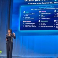 Emilie Sidiqian, directrice gnrale de Salesforce France a introduit la confrence plnire de l'tape franaise de l'AI Tour 2024 du spcialiste du CRM  Paris ce 7 novembre 2024. (crdit : D.F.)