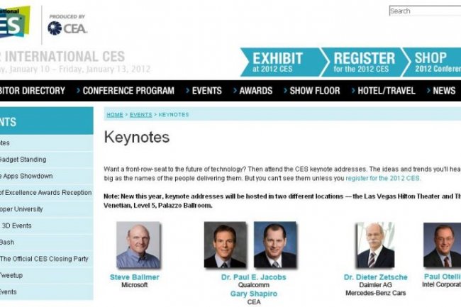 Steve Ballmer figure en tte des intervenants prvus sur le CES 2012