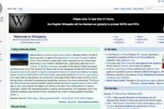 Wikipedia interrompra aussi son service le 18 janvier pour protester contre Sopa