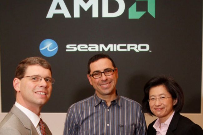 Rory Read, PDG d'AMD, Andrew Feldman, PDG de SeaMicro et Lisa Su, VP Produits d'AMD Crédit Photo: AMD