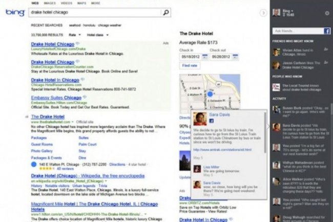 Bing renforce sa recherche sur les réseaux sociaux avec l'aide de Facebook et Twitter