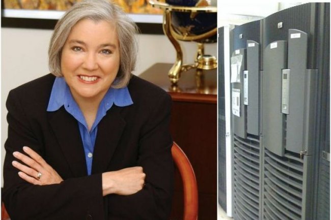 Ann Livermore, ancien VP executif de la division Entreprise de HP / A droite, les serveurs Integrity bass sur la plateforme Itanium (crdit : D.R.).