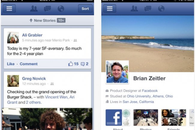 Facebook amliore son application pour iOS