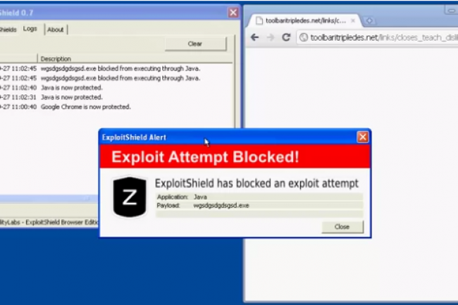 Browser Edition ExploitShield  stoppe les attaques exploitant les failles logicielles. Crédit: D.R