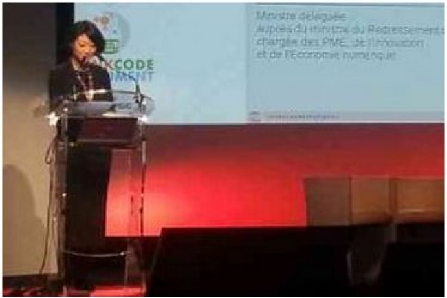 Fleur Pellerin, ministre dlgue charge des PME, de l'Innovation et de l'conomie numrique, sur l'OpenWorldForum le 11 octobre (crdit : B.L.)
