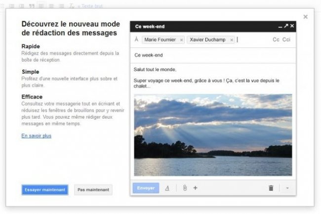 Gmail introduit une composition simplifie des messages.