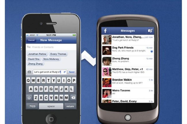 Actuellement, Messenger pour Mobile permet aux utilisateurs de Facebook d'envoyer des messages sur les tlphones. Demain, il ciblera aussi les non-abonns. (crdit : D.R.) 