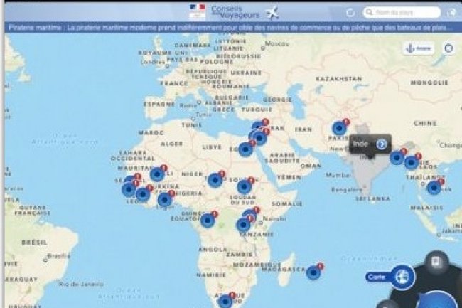 Avec l'app Quai d'Orsay, les voyageurs peuvent localiser les ambassades de France  l'tranger. (crdit : D.R.)