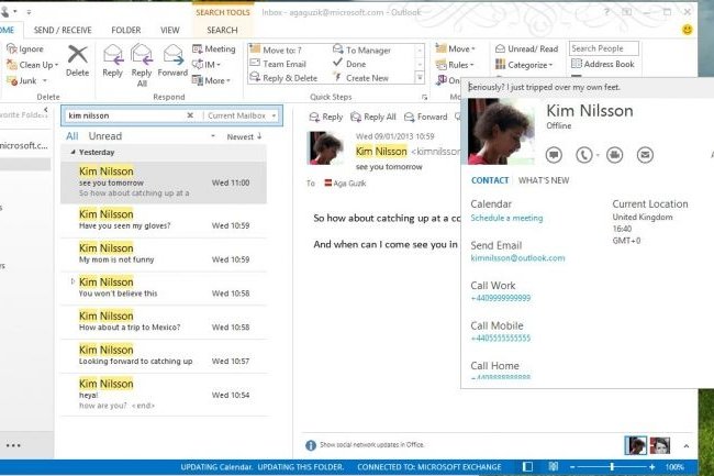 Un exemple de l'intgration de donnes Skype dans Outlook