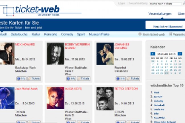 Le site de billetterie en ligne de la socit allemande Ticket-Web que SAP vient de racheter. (cliquer sur l'image pour l'agrandir)
