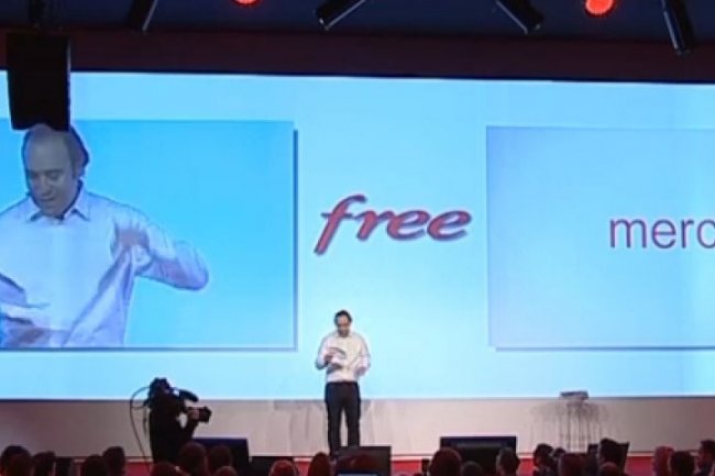 Le lancement de Free Mobile le 10 janvier 2012 au sige d'Iliad  Paris.