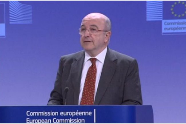 Joaquin Almunia, commissaire europen charg des questions de concurrence, ce matin  Bruxelles. (crdit : D.R.)