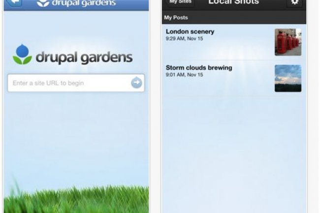 A partir dun terminal mobile sous iOS, lapp Drupal Gardens permet dactualiser les contenus des sites raliss avec Drupal 7.