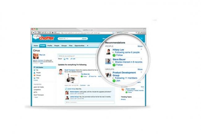 Salesforce.com va complter son rseau social Chatter de deux fonctionnalits : Topics, attendue au 2e semestre 2013, et Expertise.