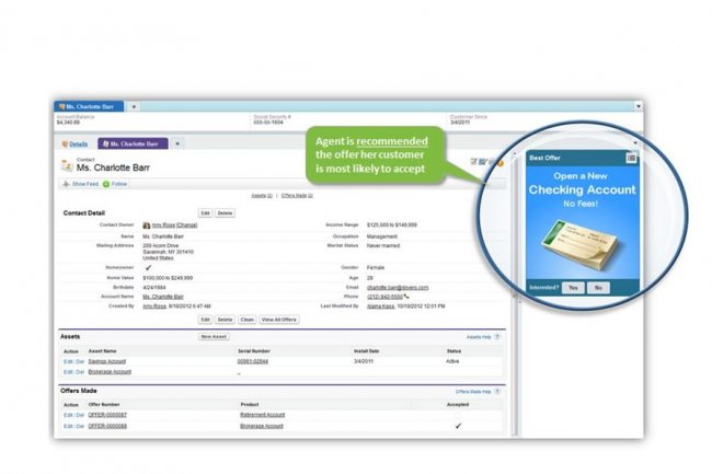 L'application Predictive Offers, de Kxen, s'utilise avec le logiciel de gestion de la relation client de Salesforce.com. (clique sur l'image)