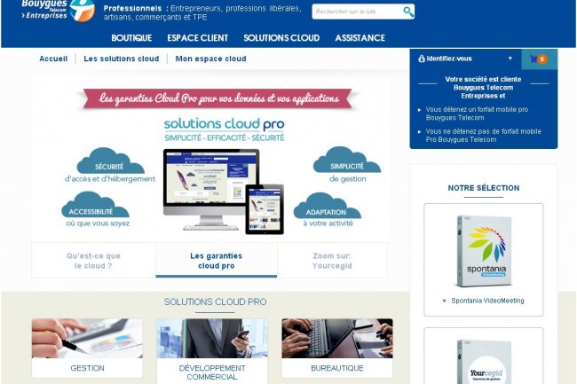 Dix logiciels sont pour l’instant proposés en test, pendant un mois, dans l’offre Solutions cloud Pro de Bouygues Telecom.