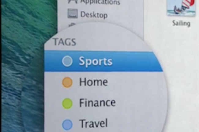 La fonctionnalit Tags intgre dans OS X Mavericks