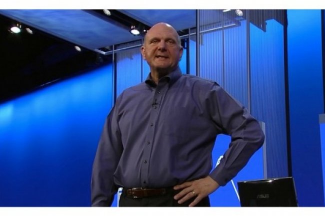 Steve Ballmer, CEO de Microsoft, a livr ses impressions sur Windows 8  lors de la confrence Buid ddiie aux dveloppeurs. Crdit: D.R