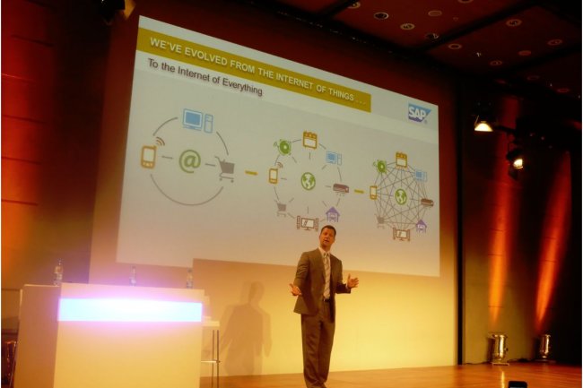 Steve Lucas, vice prsident excutif de SAP, responsable de la division Business Analytics, Database & Technology, ce matin  Paris. (crdit : MG)