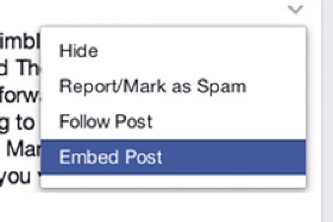 La fonction  embed  de Facebook  permet d'intgrer  les contenus publics du rseau social sur dautres sites. Crdit : D.R