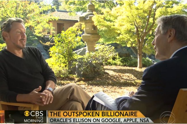 Larry Ellison, CEO d'Oracle, interview cette semaine par Charlie Rose, de CBS. (crdit vido : CBS) / Cliquer sur l'image.