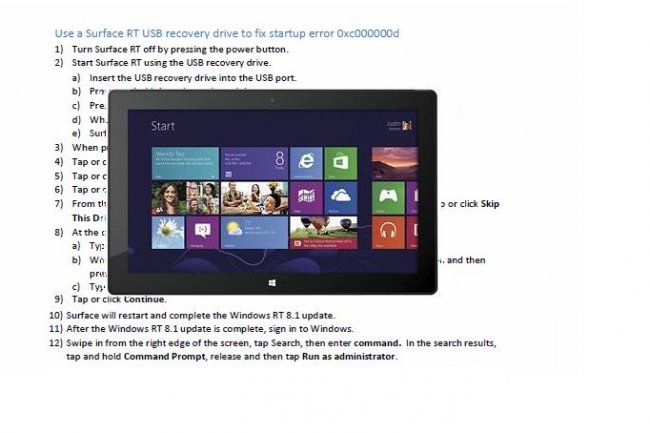 Microsoft a publi une procdure en quinze tapes pour remettre en service les tablettes sous RT affectes par la mise  jour de 8.1.