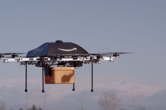 Des drones livreront les colis chez les clients d'Amazon une demi-heure après la commande. Crédit: D.R